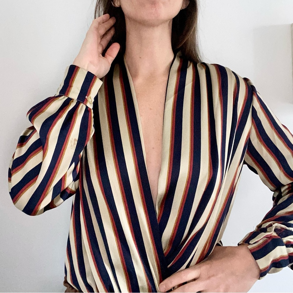 Sexy silky wrap front bodysuit